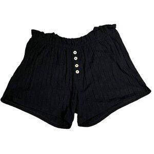 Chaser NWOT Ribbed Knit Soft Mini Shorts Sz Small Womens Black Faux Button Front